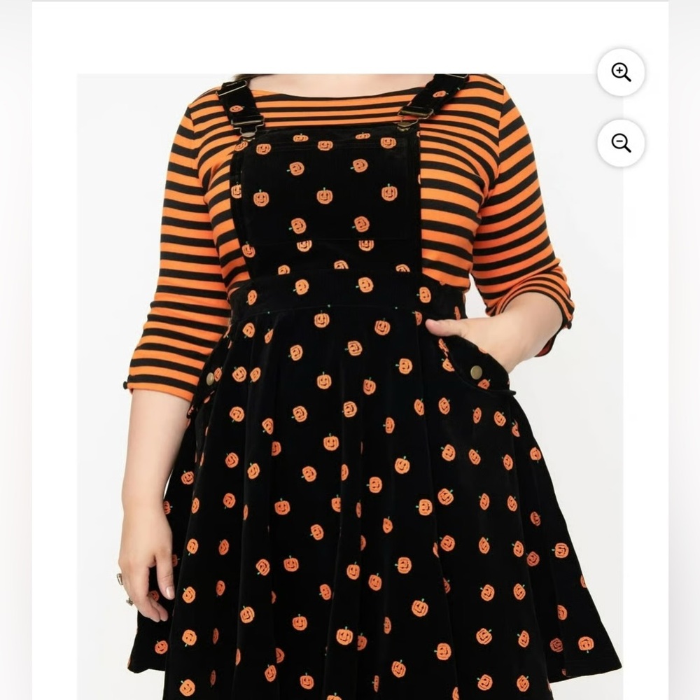 Unique Vintage Black Dress with Orange Pumpkin Accents